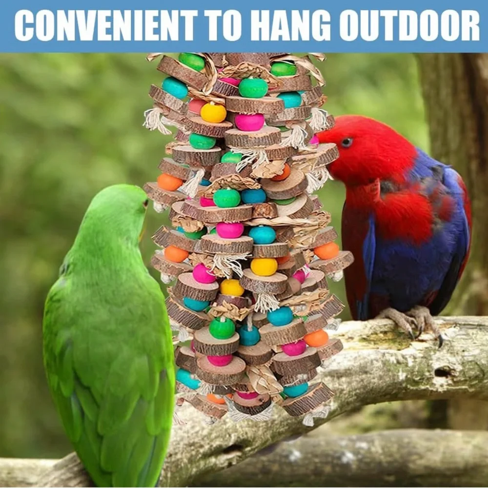 Vibrant Wooden Bird Toy with Beads